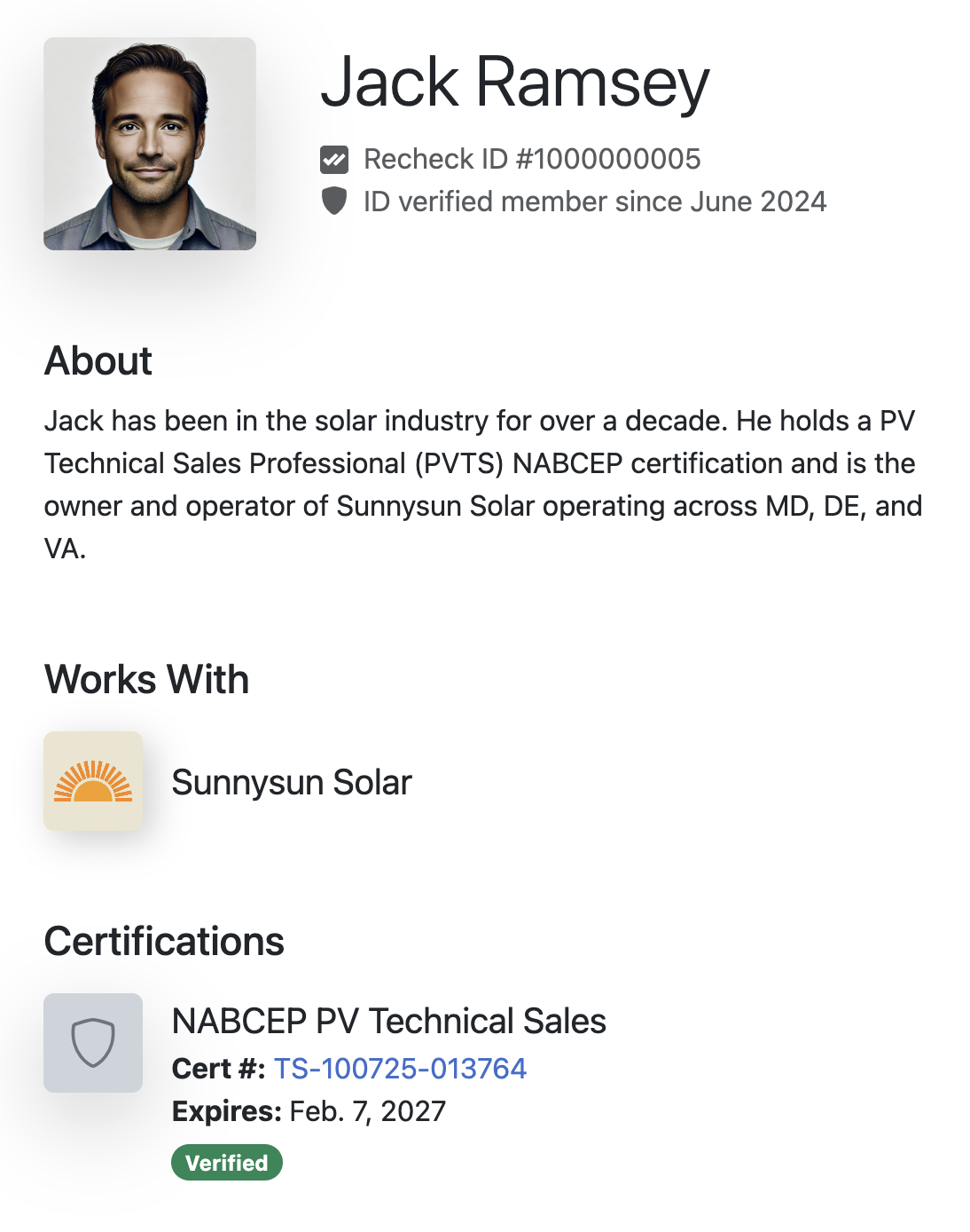 Sample Recheck Profile
